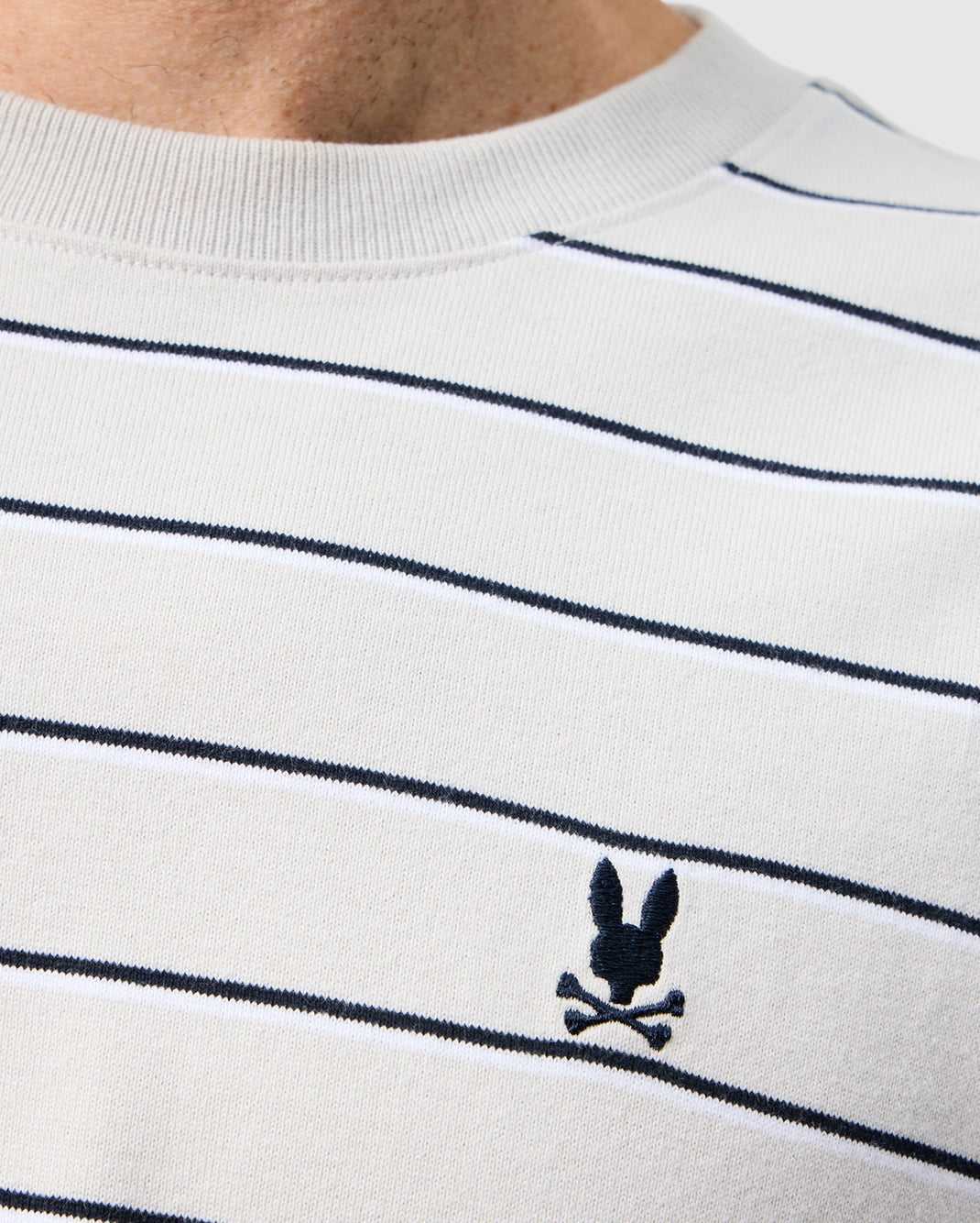 Tees Psycho Bunny Alton Stripe Heavy Weight Tee Pearl Homme | OLH-77341989